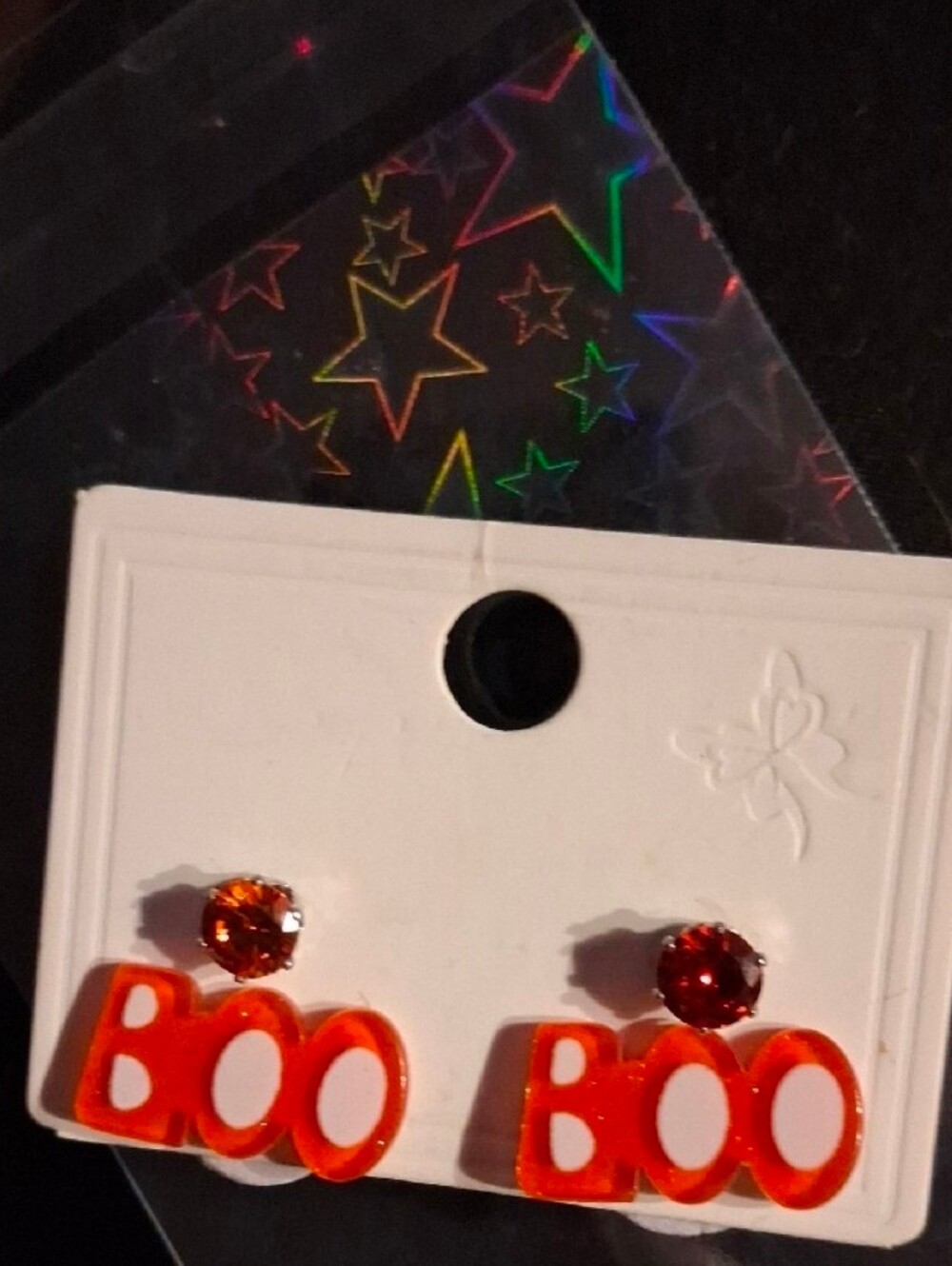 $8 Each Or Bundle 5/$20 Kids Glitter Orange 'Boo' Halloween Stud Set Earrings